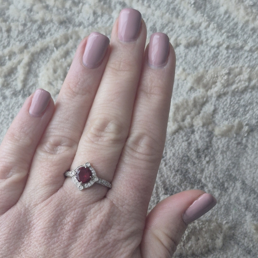 Silver Ring with Red Gemstone